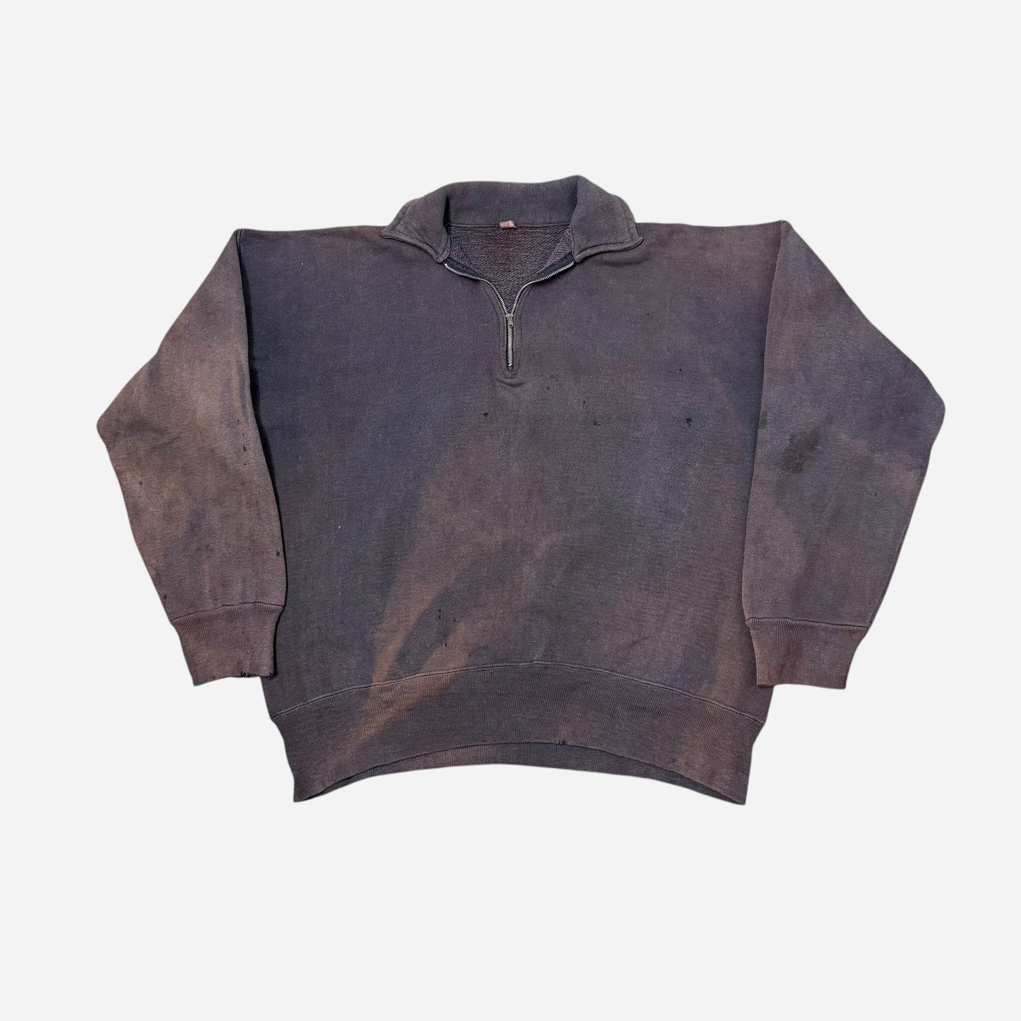 1950s Sun faded blue quarter zip collared sweatshirt (XL)