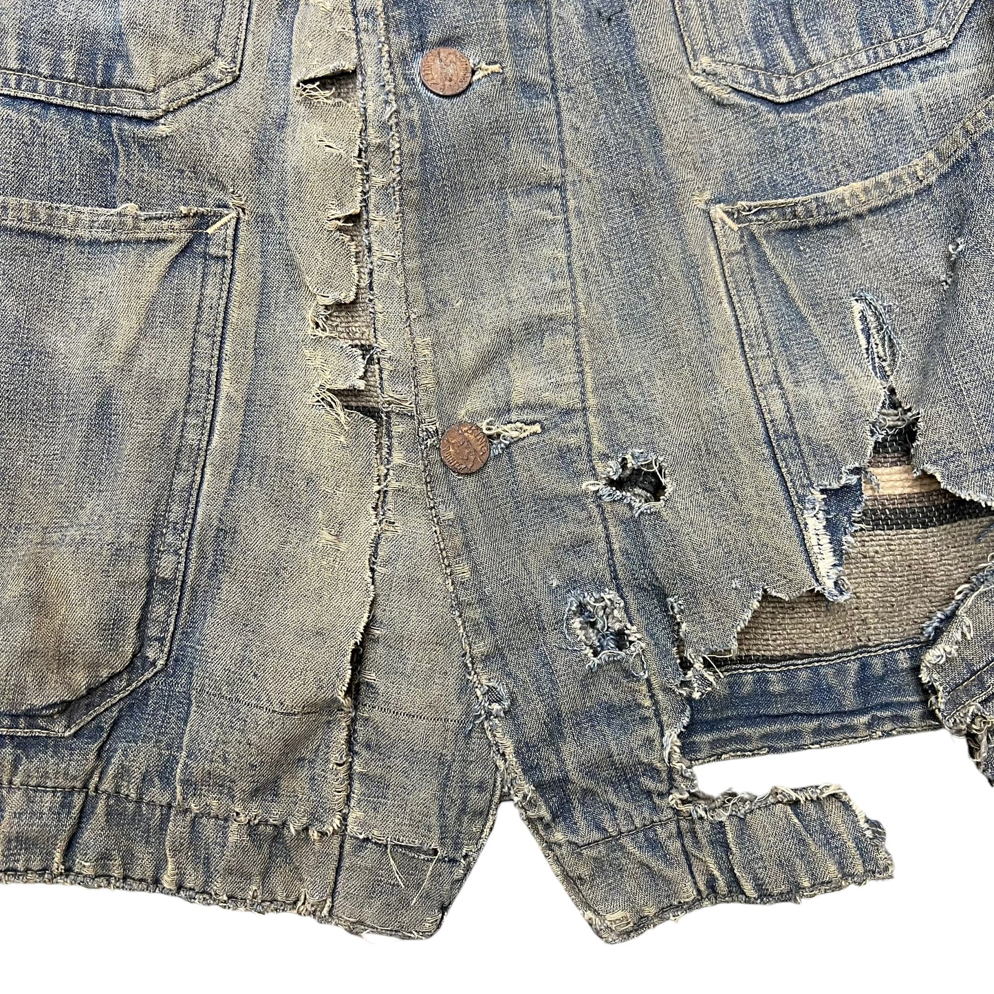 1930s King Pointer distressed blanket lined denim chore coat (S)