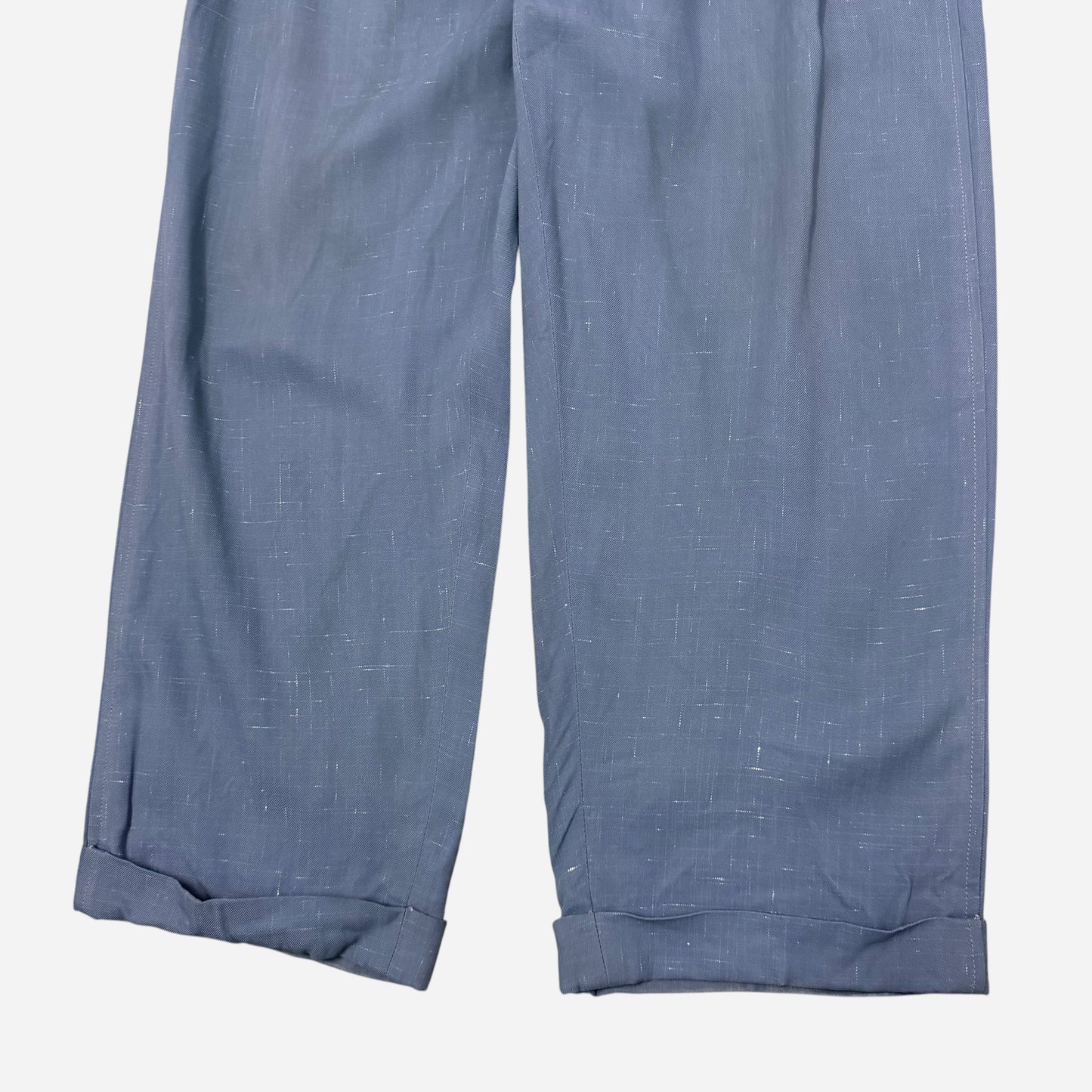 1950s Light blue rayon fleck pattern pleated pants (32w)