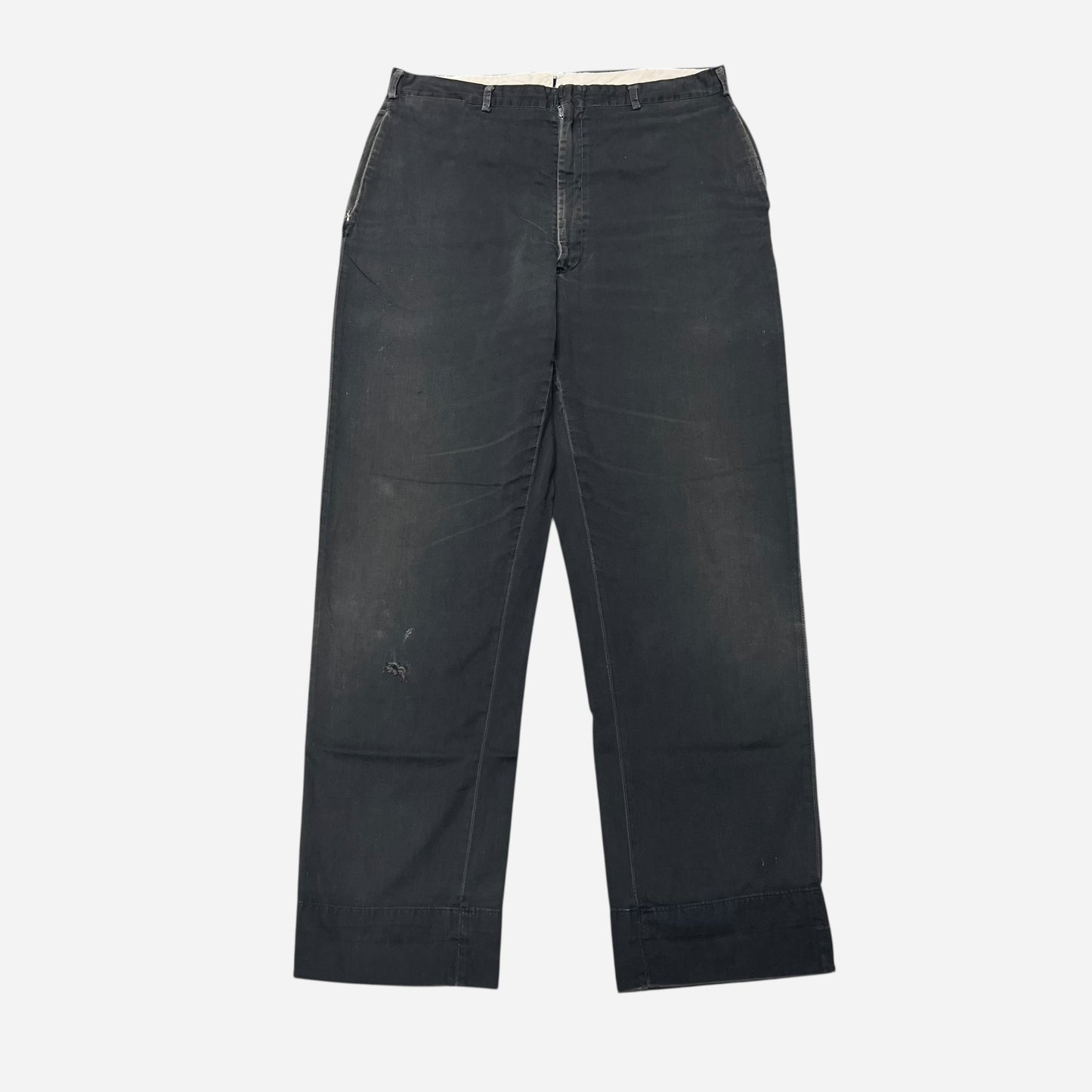 1950s Black cotton buckle back work pants (33w)