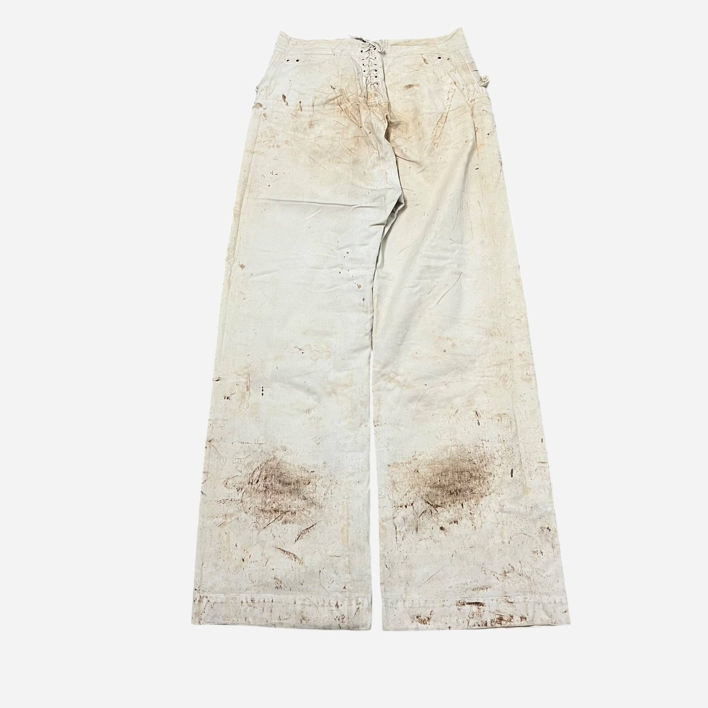 1910s WW1 US Navy white painter flared lace back sailor pants (30w