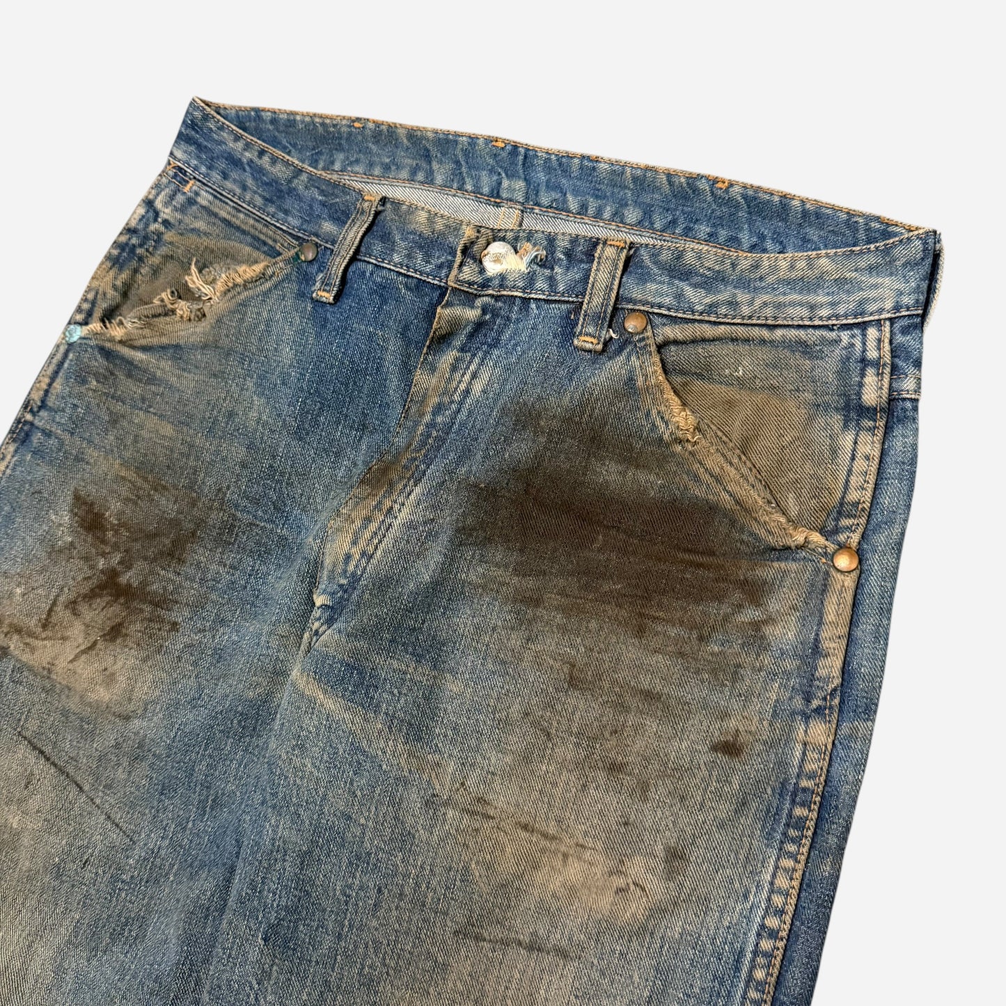 1950s Wrangler blue bell oil stained jeans (32w)