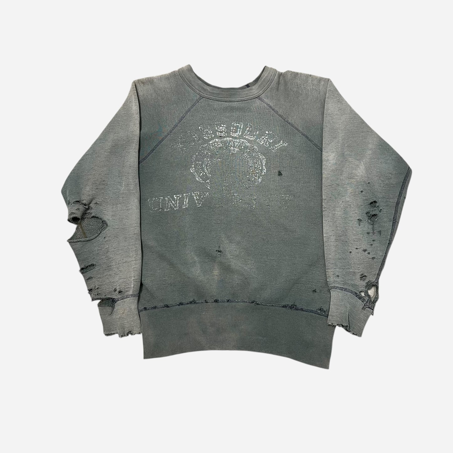 1960s Missouri sun faded green collegiate sweat shirt (M/L)