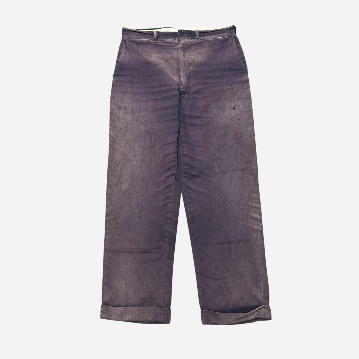 1950s Sweet Orr purple sun faded cotton buckle back work pants (31w)