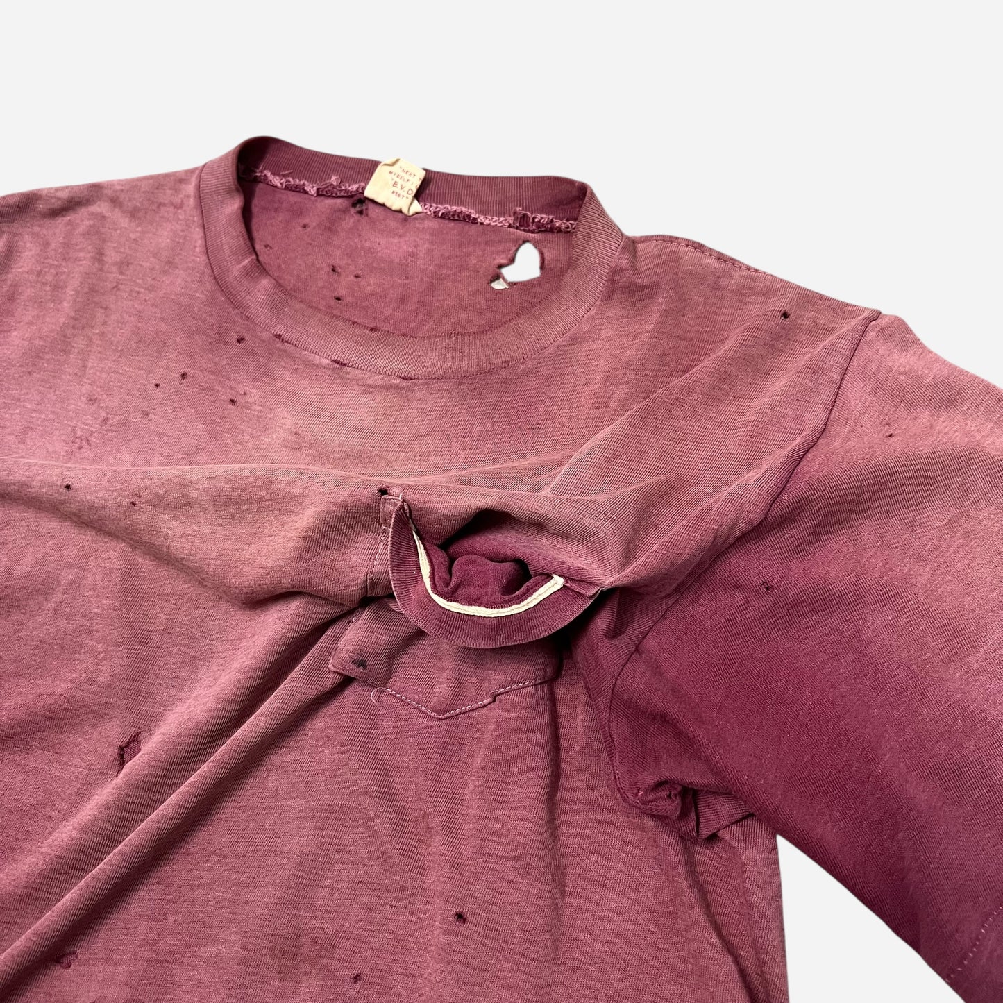1950s BVD burgundy sun faded pocket t shirt (L)