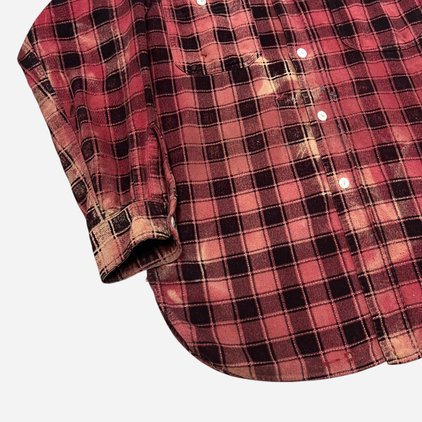 1940s Cotton red plaid flannel (M)