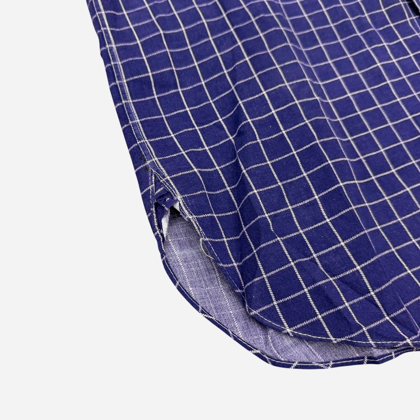 1940s Windowpane pattern cotton purple/blue button down shirt (S/M)
