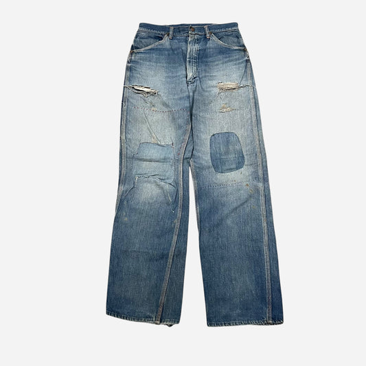 1950s Repaired patchwork jeans (30w)