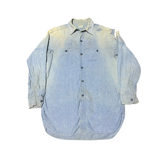 1940s 1950s Repaired Hercules chambray (M/L)