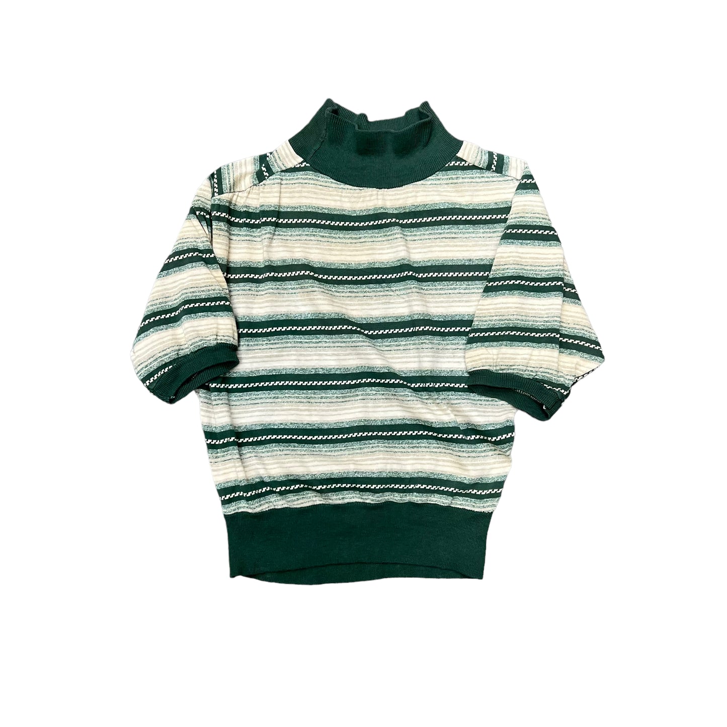 1940s Women’s green striped mock neck sweatshirt (XS/S)