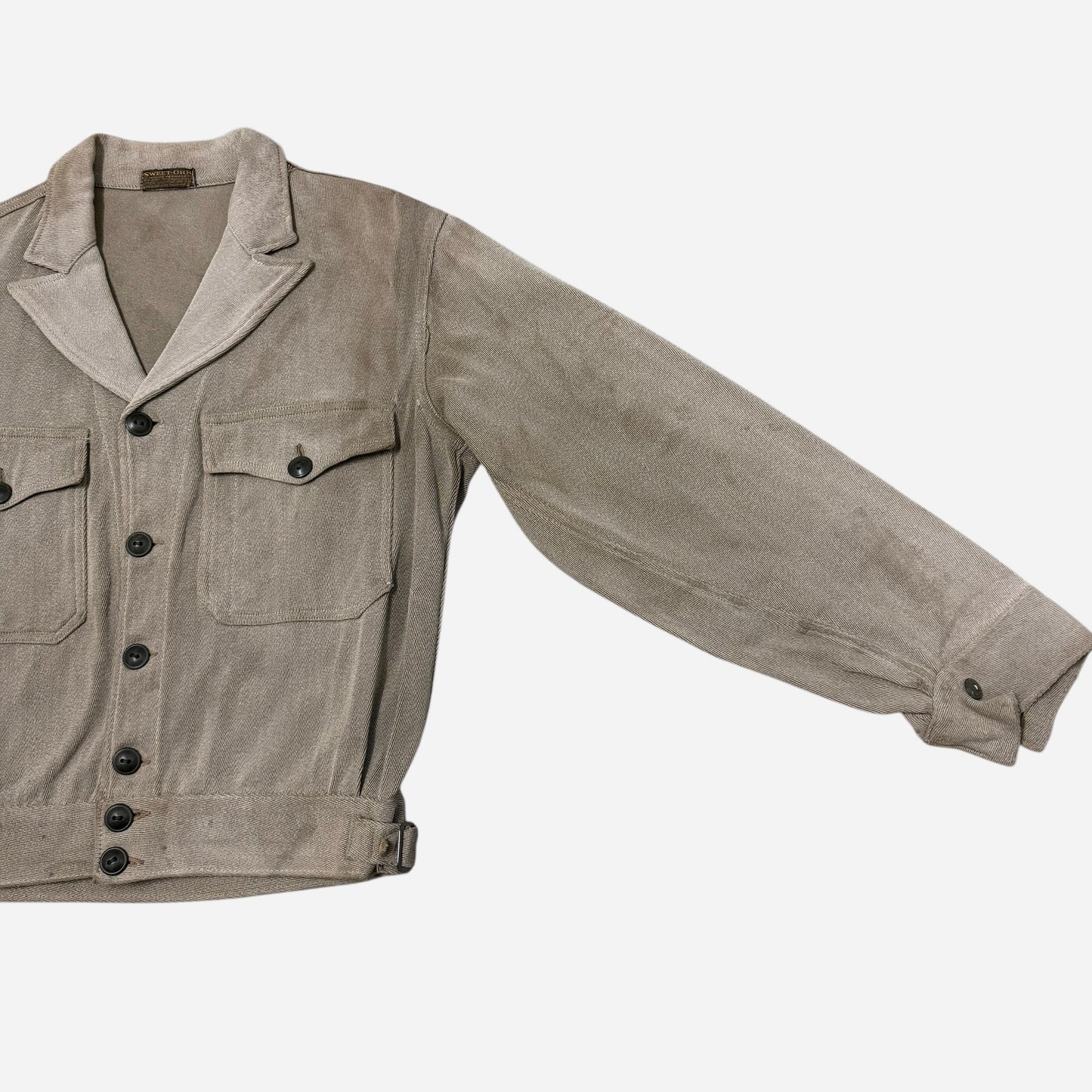 1930s Sweet Orr gray cotton whipcord work jacket (M)