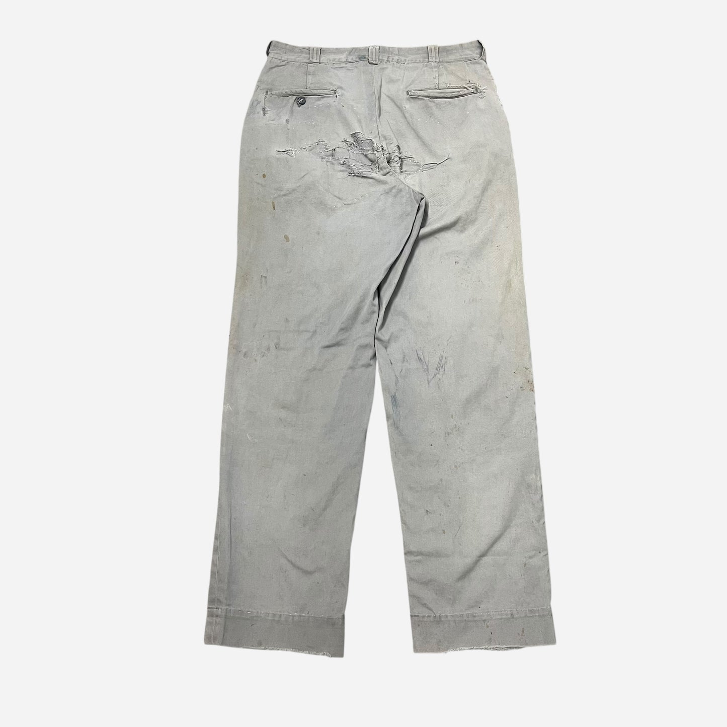 1950s Big Mac heavily repaired gray work chinos (32w)