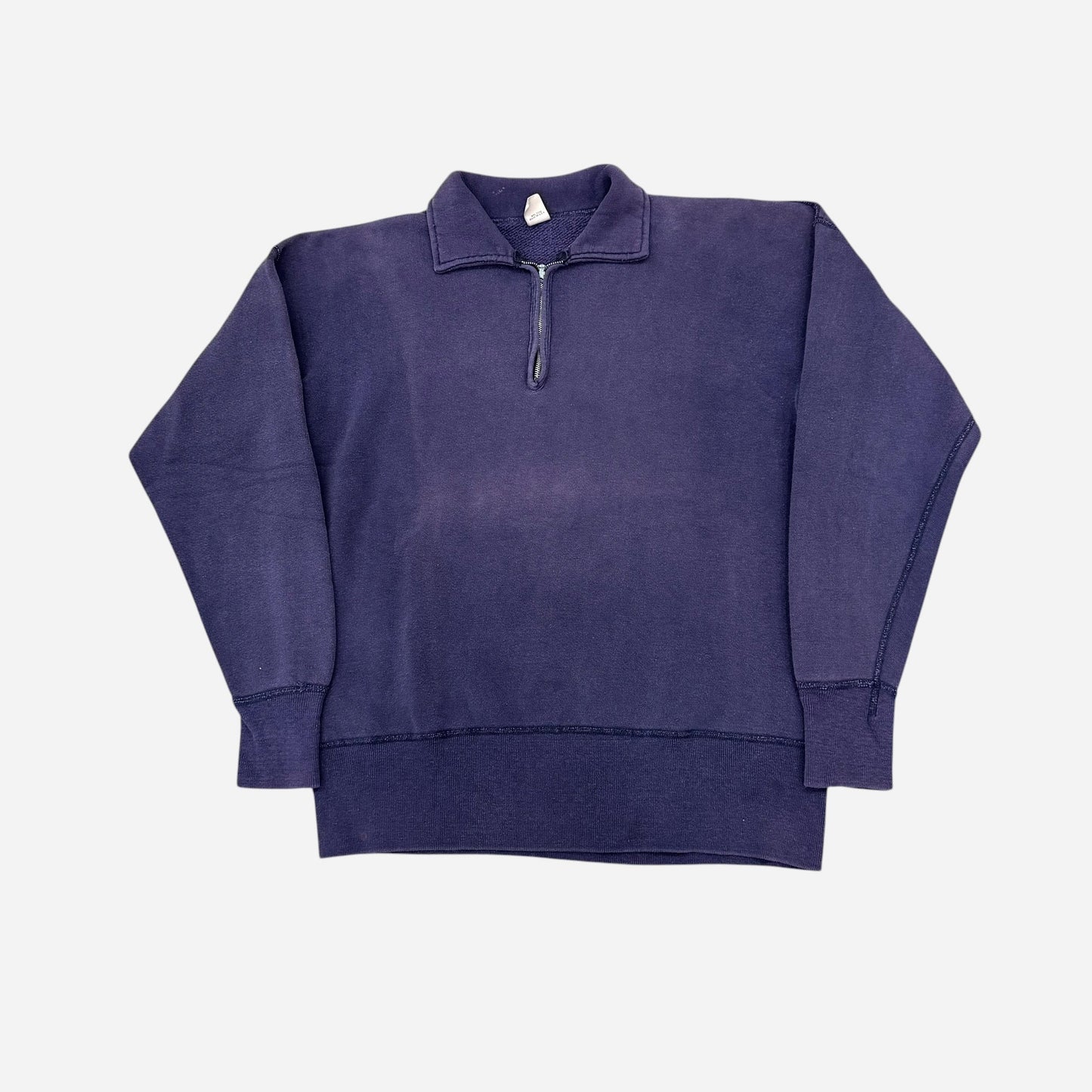 1950s Cotton quarter zip collared sweatshirt sun faded purple/blue (L)