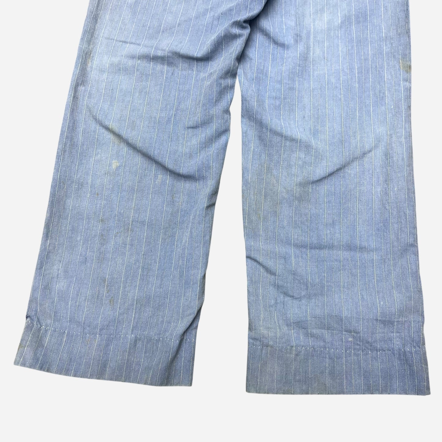 1940s Light blue striped cotton work pants (29w)