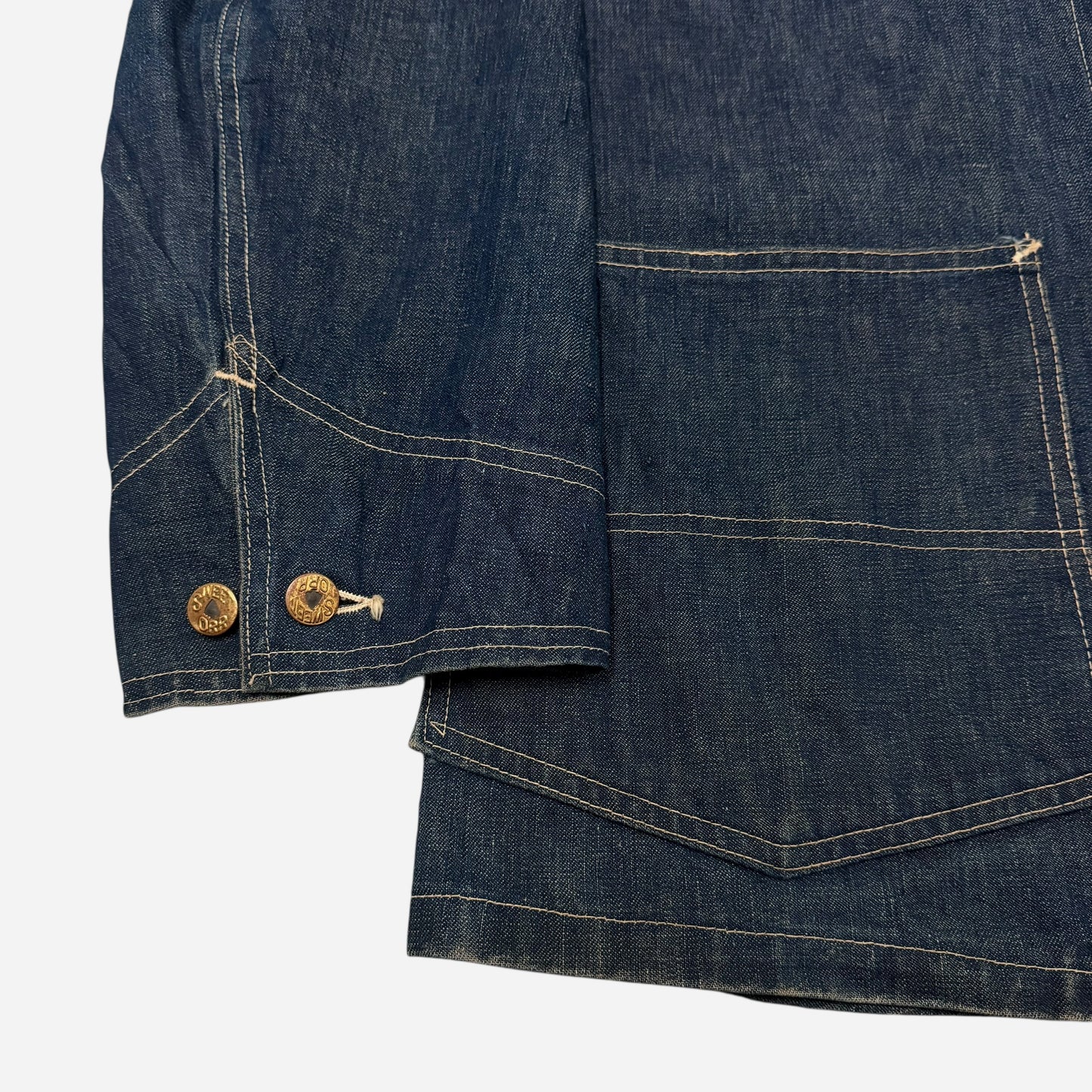 1940s Sweet Orr wobble button ace of spade denim chore jacket (XL)
