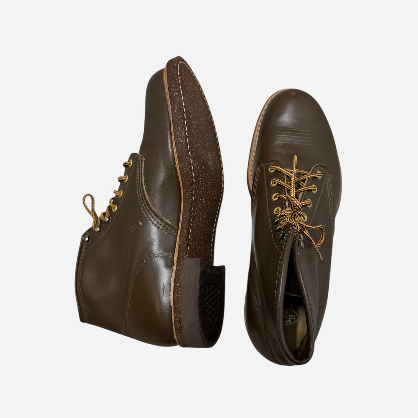 1940s 1950s NOS Lion Brand cowhide leather cork sole work boots (M10.5)
