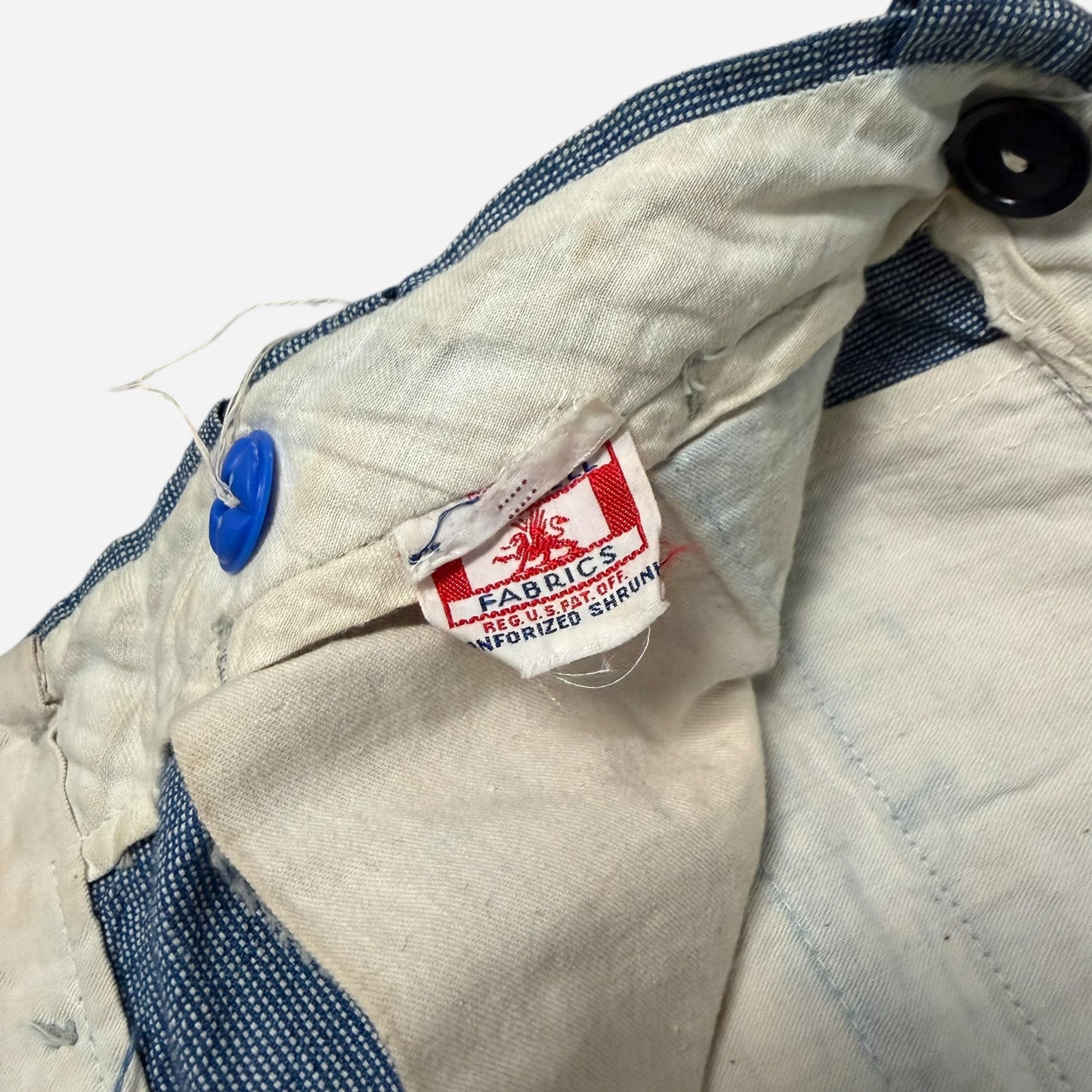 1940s Pincheck button fly cotton work pants (29w)