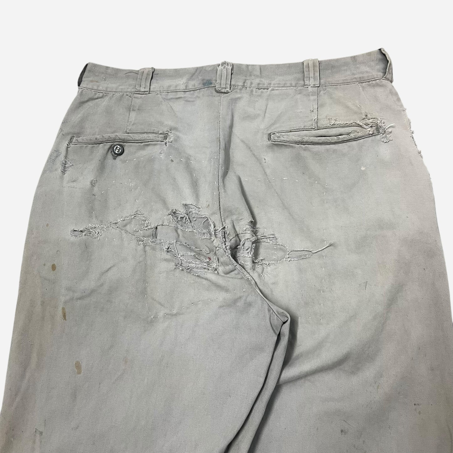 1950s Big Mac heavily repaired gray work chinos (32w)