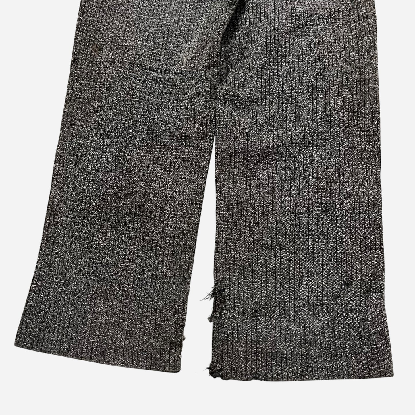 1930s Heavy weave cotton grid pattern repaired pants (31w)