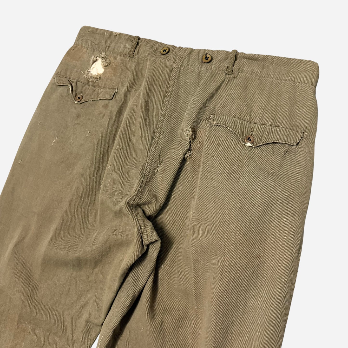 1930s Green light cotton button fly pants (36w)