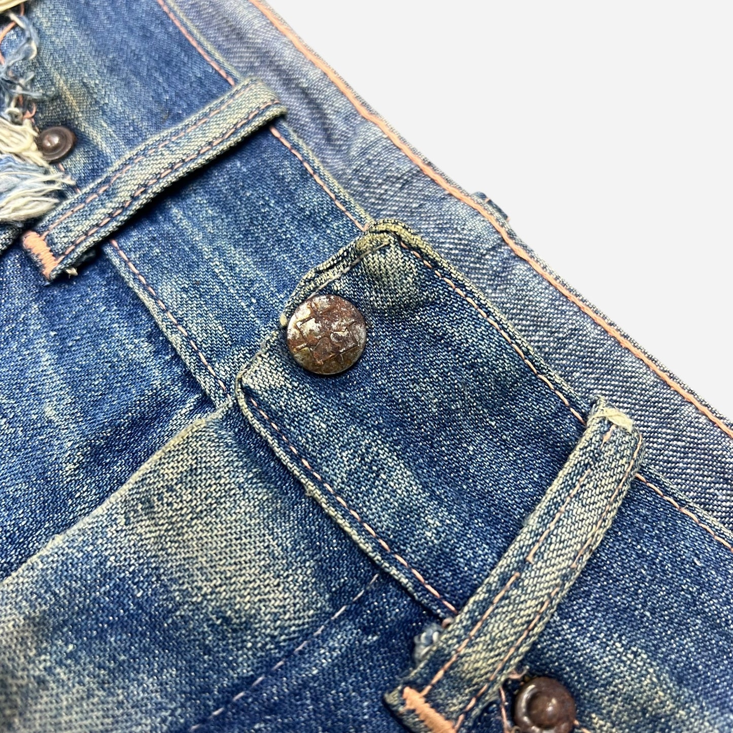 1930s 1940s Unbranded donut button fly denim painter jeans (29w)