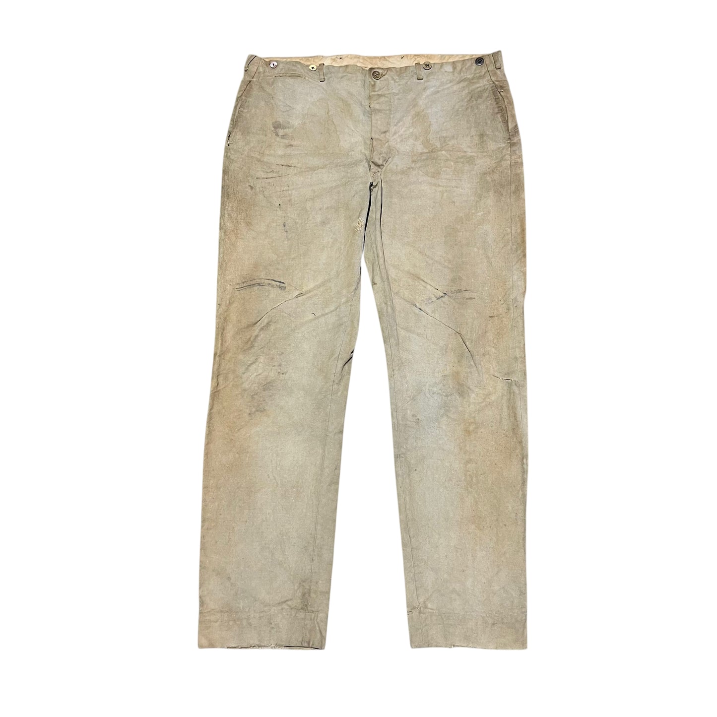 1920s Heavy weight cotton canvas button fly pants (40w)