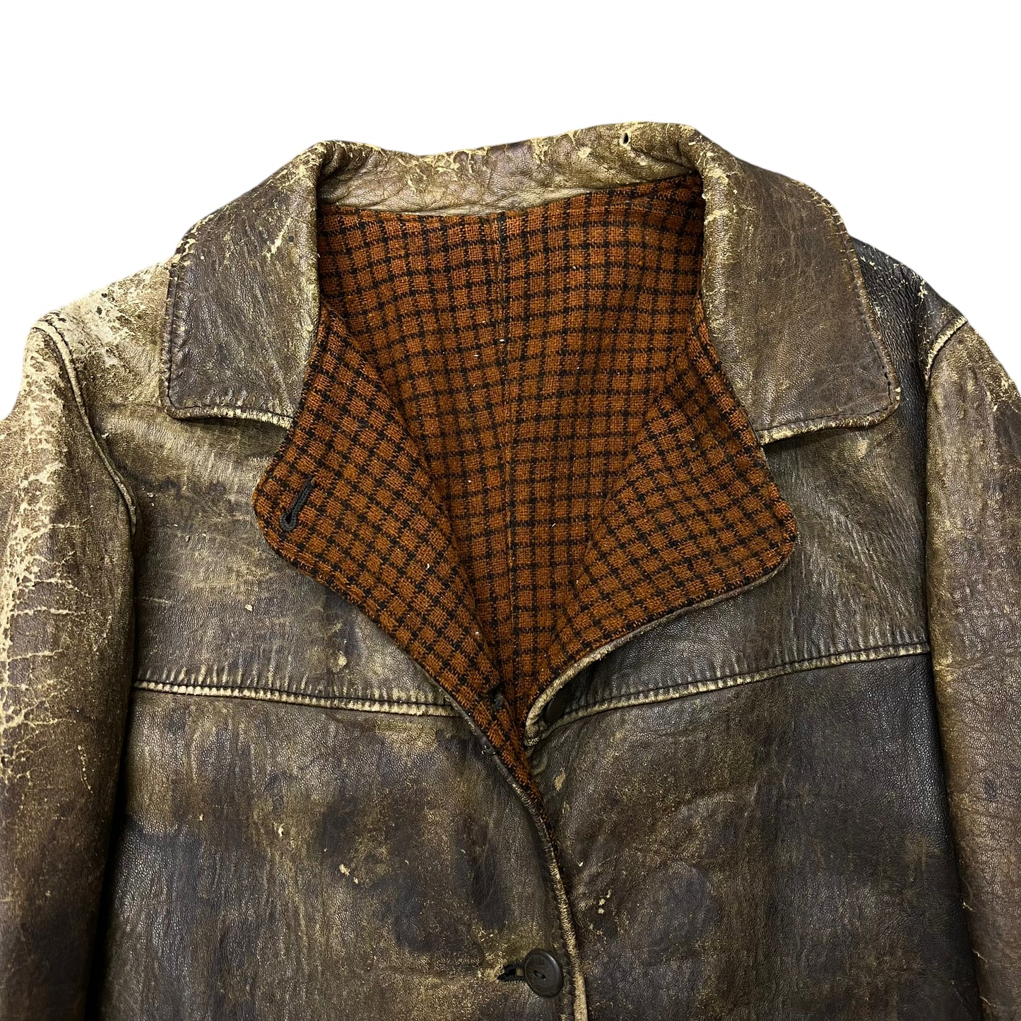 1930s Brown leather car coat (S/M)