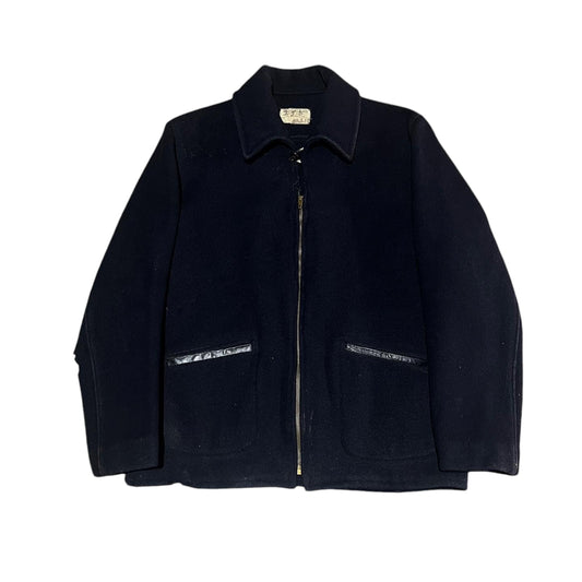 1940s Shenandoah dark navy wool zip up jacket (M/L)