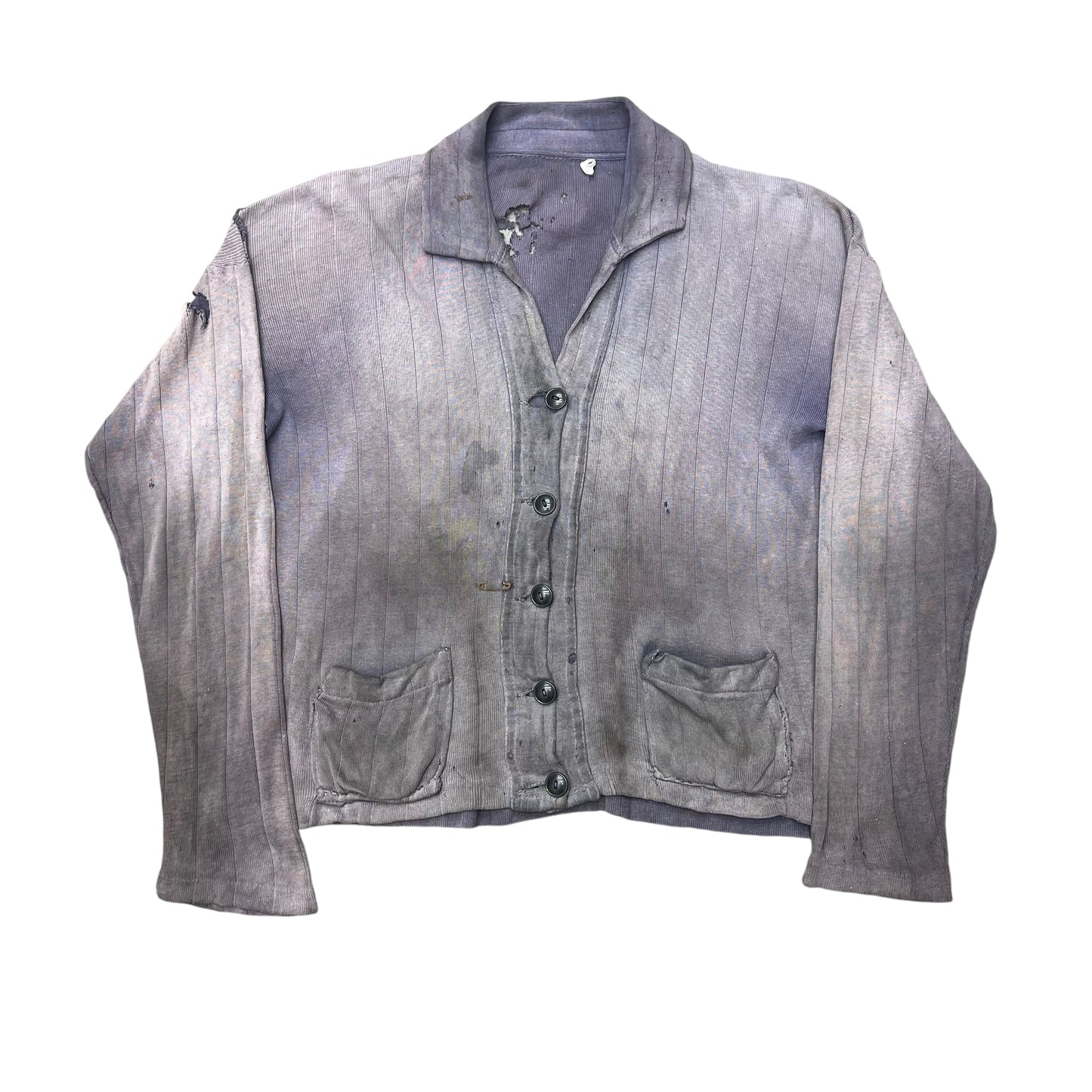 1940s Sun faded & distressed purple cotton cardigan (S/M)