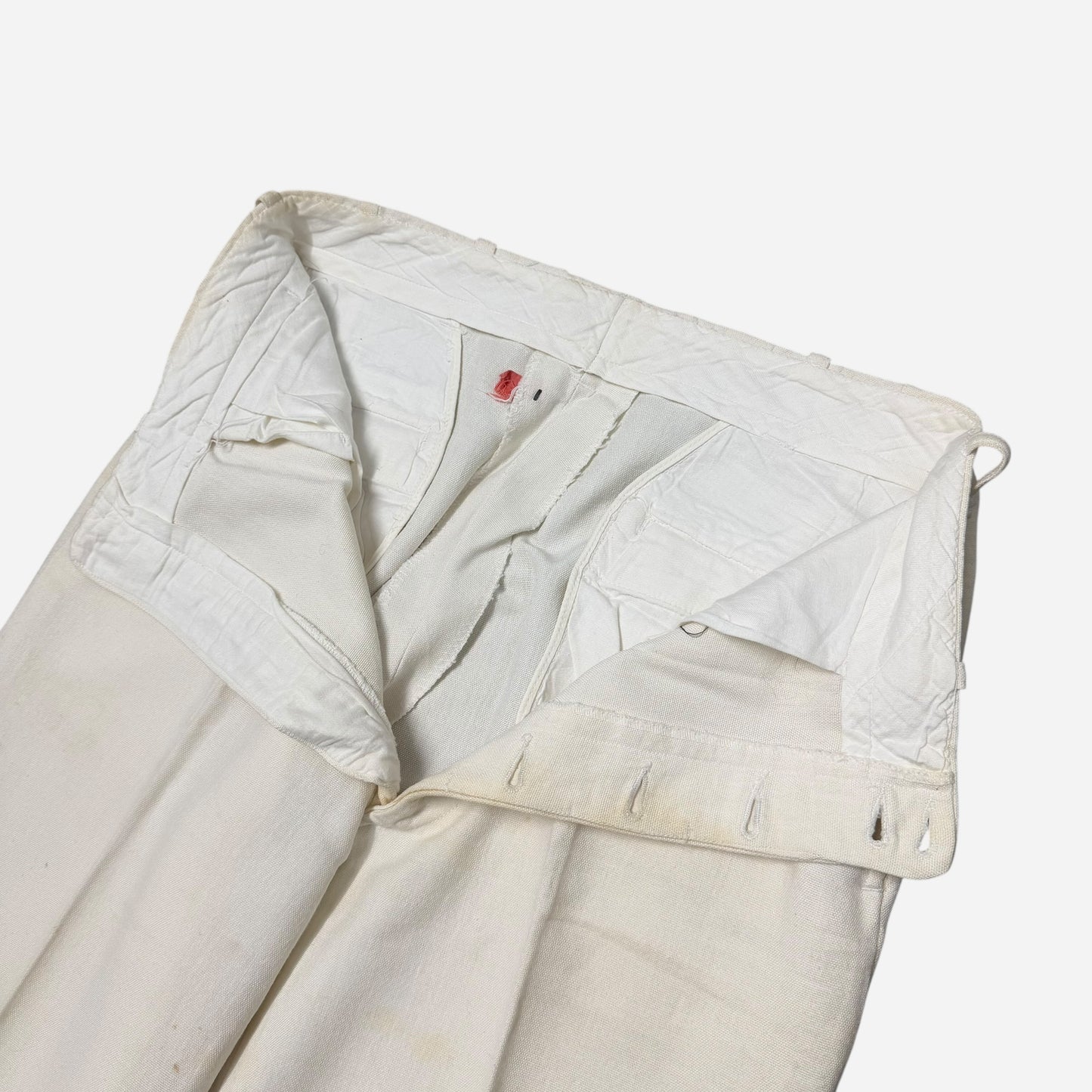 1930s Double button fly white cotton summer pants USN worn (30w)