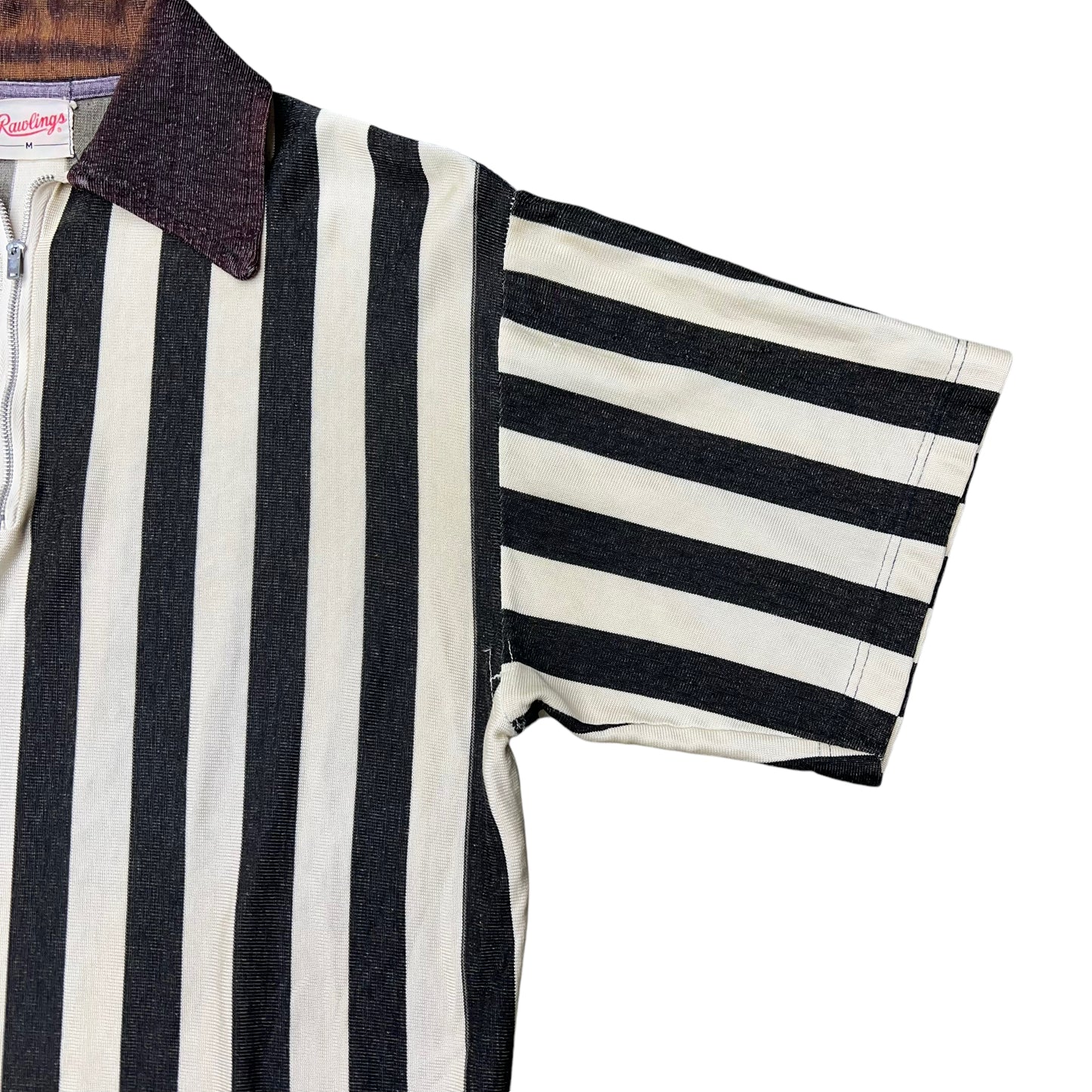 1960s Rayon striped referee jersey shirt (M)