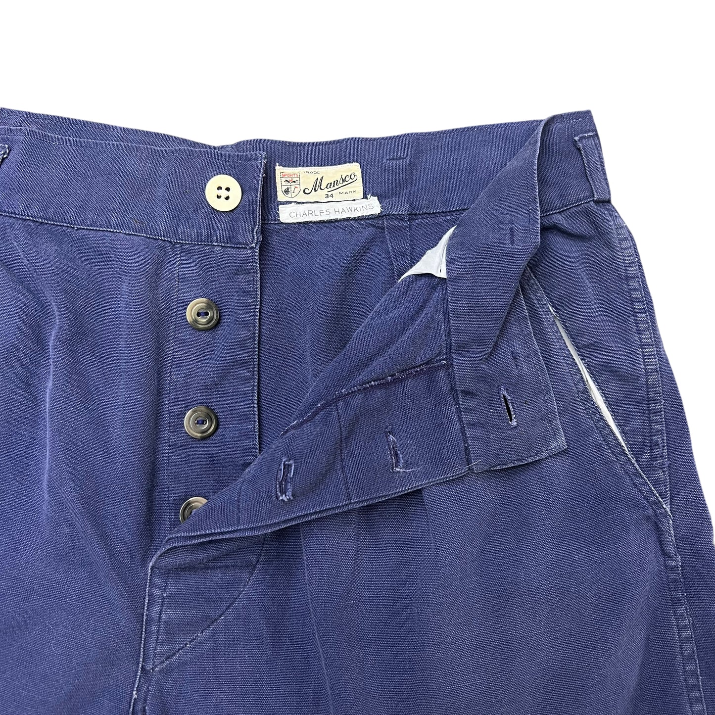 1950s Blue cotton shorts (31w)