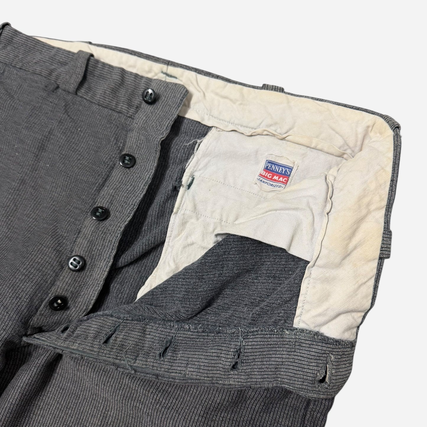 1940s Big Mac Stifel moleskin salt & pepper button fly work pants (33w)