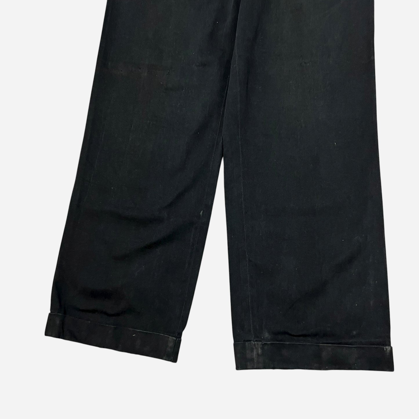 1950s Black cotton buckle back pants (30w)