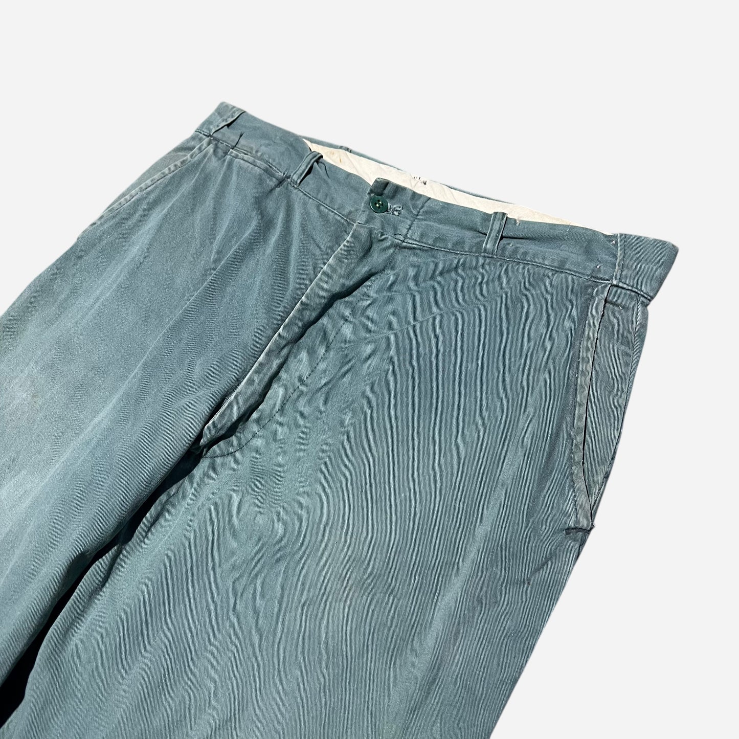 1960s Green sail cloth chino work pants (32w)