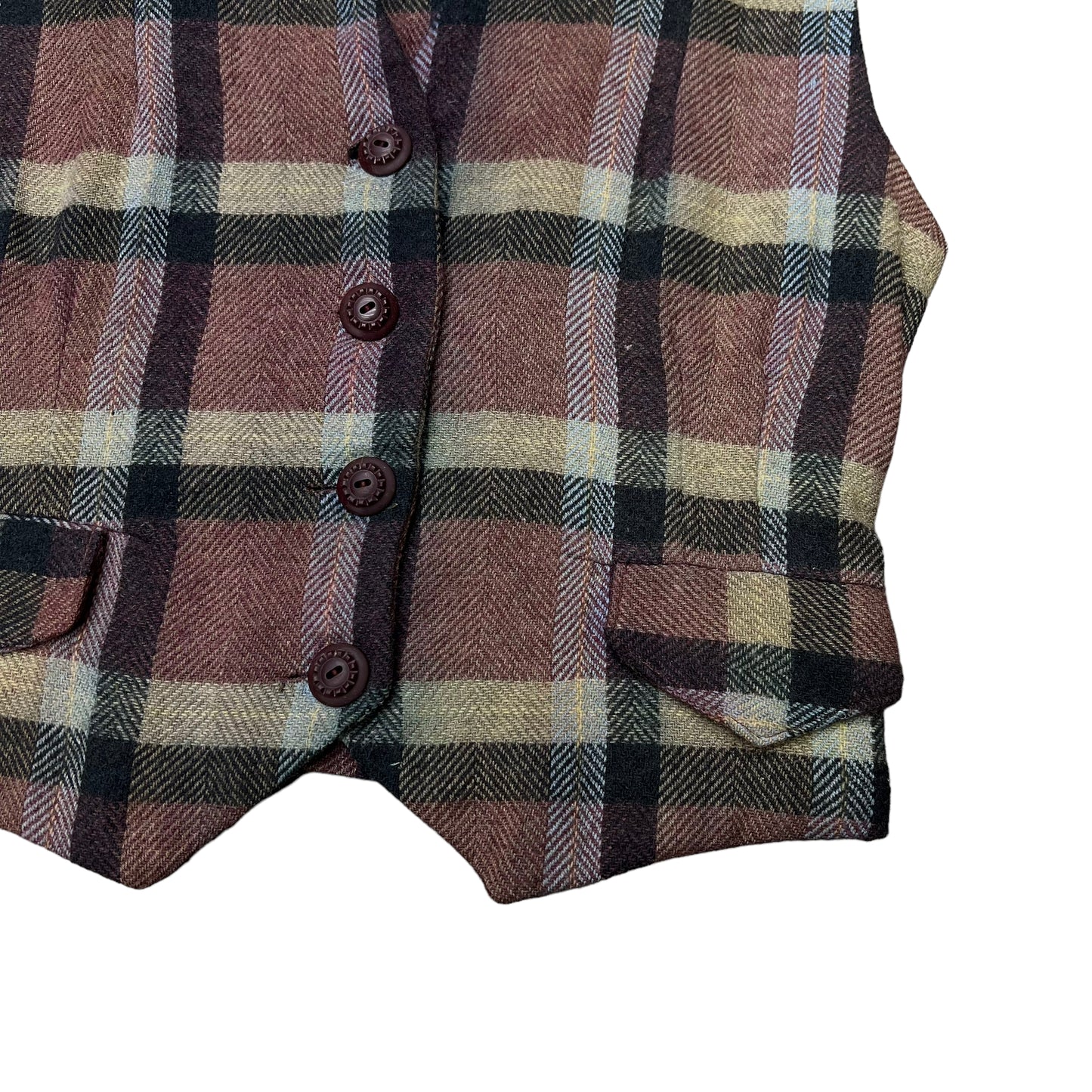 1930s-1940s Brown plaid tweed vest (S)