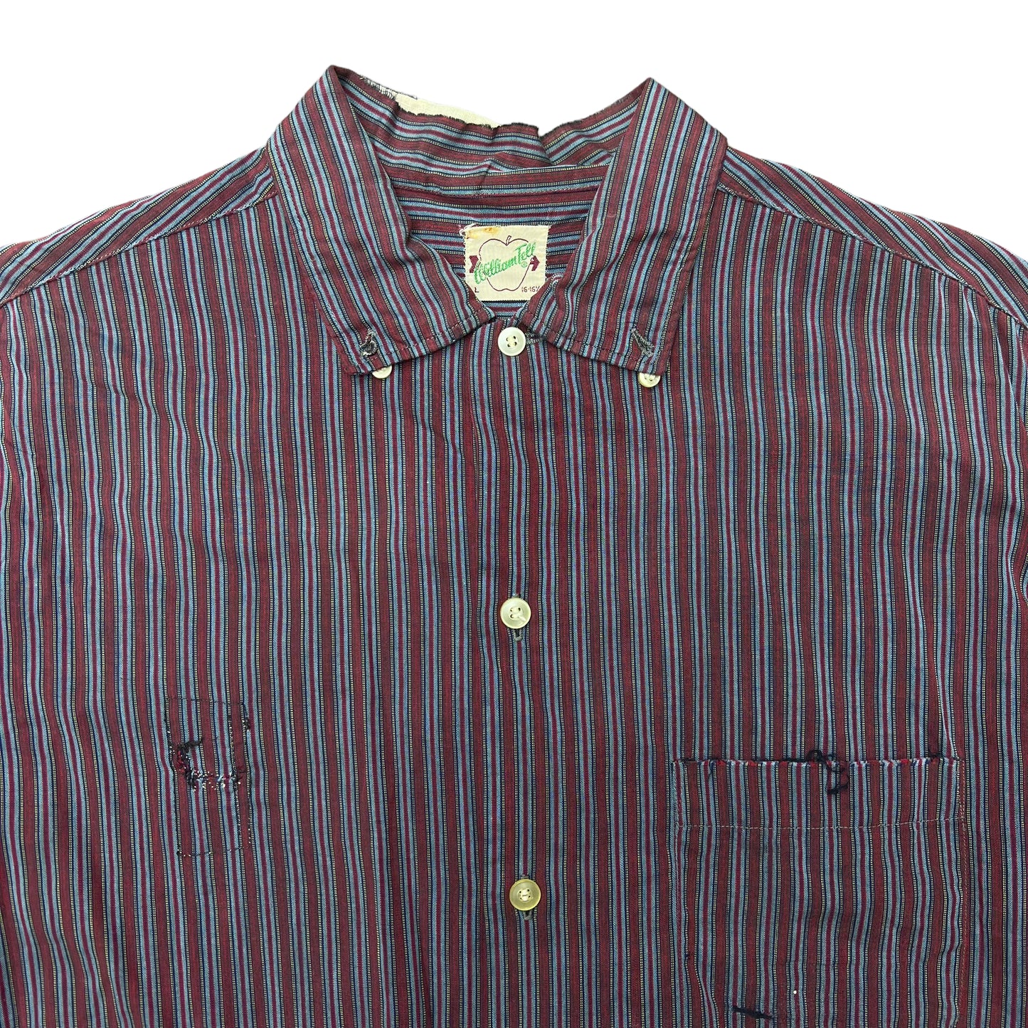 1950s Thrashed red striped dress shirt (L)