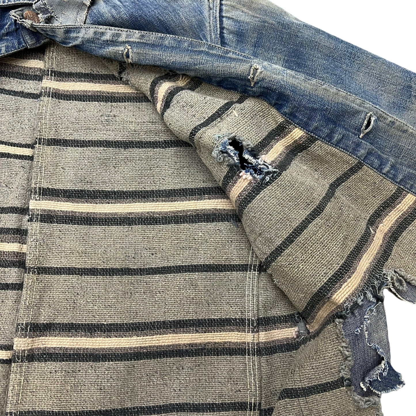 1930s King Pointer distressed blanket lined denim chore coat (S)