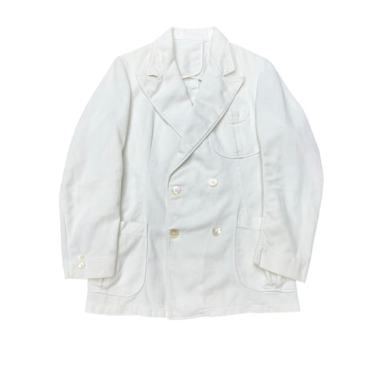 1930s White double breasted belt back summer jacket (S)