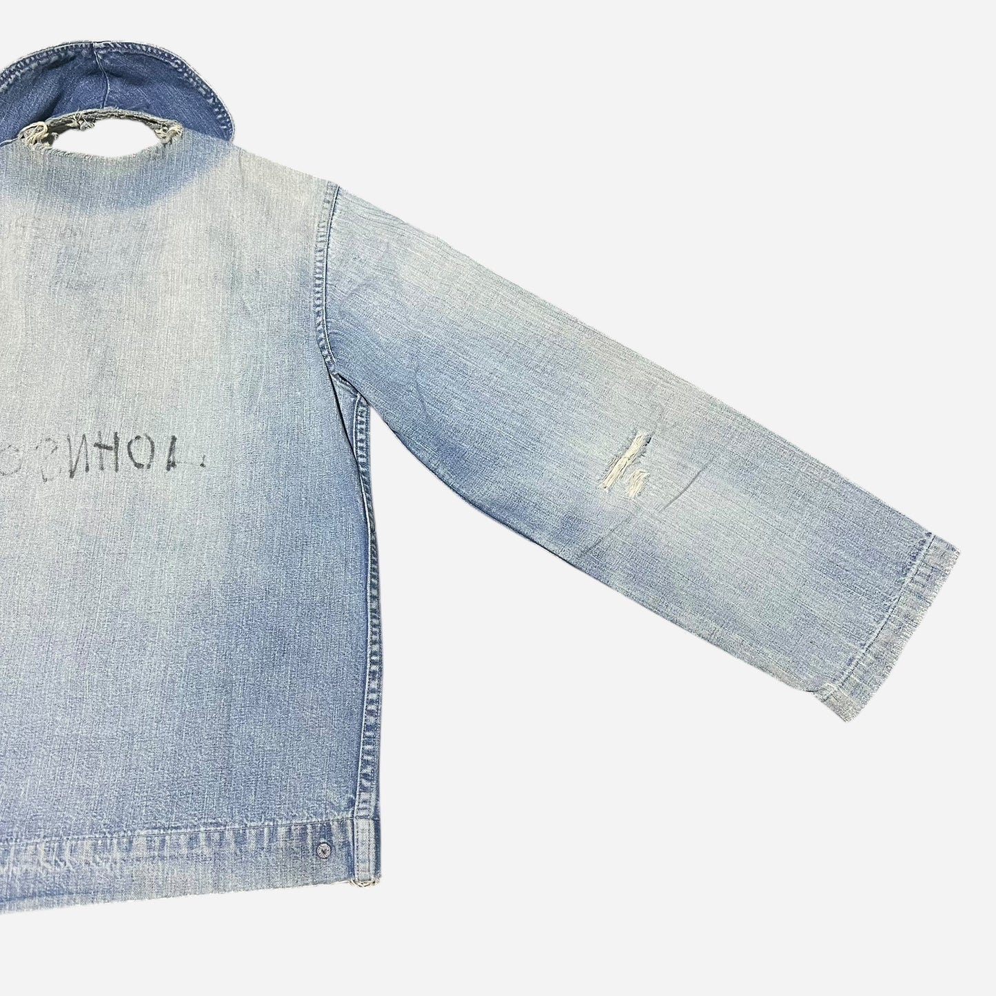 1940s WWII USN Shawl collar denim shirt jacket stenciled (S/M)