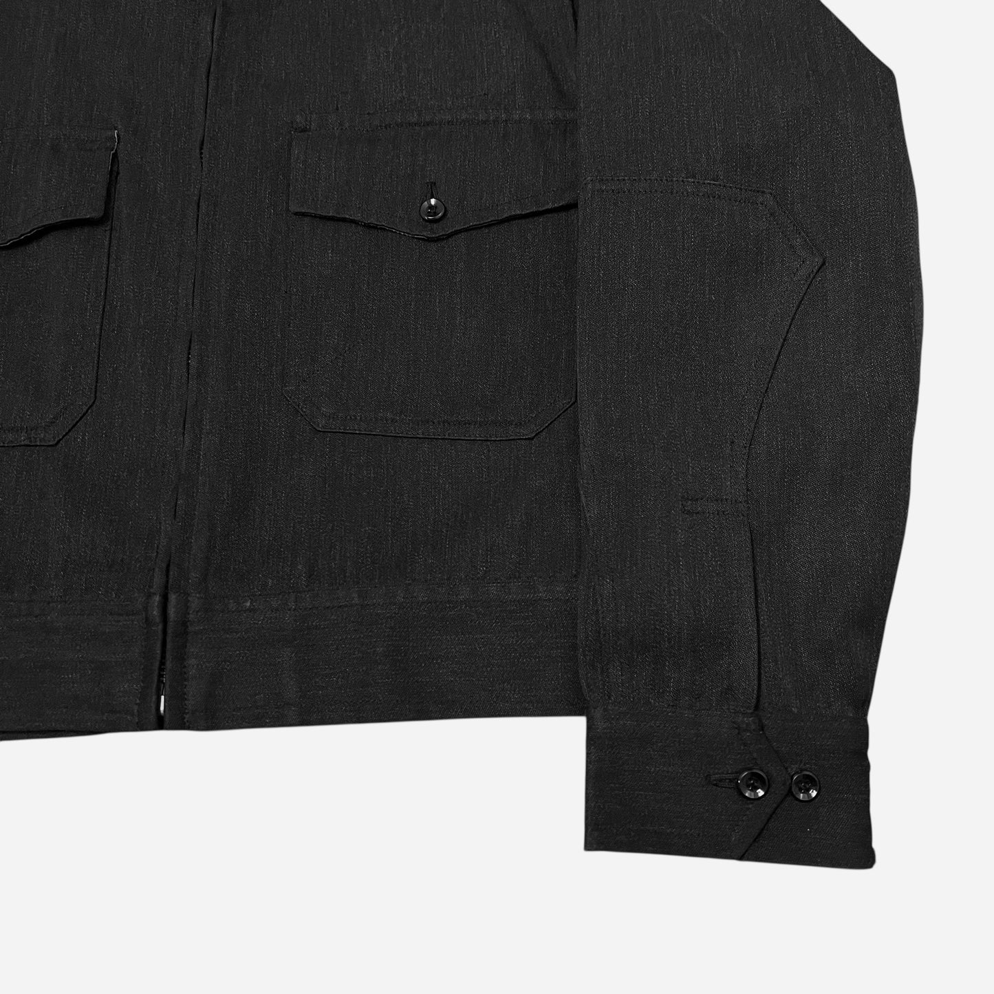 1960s Black cotton whipcord boxy work jacket (M)