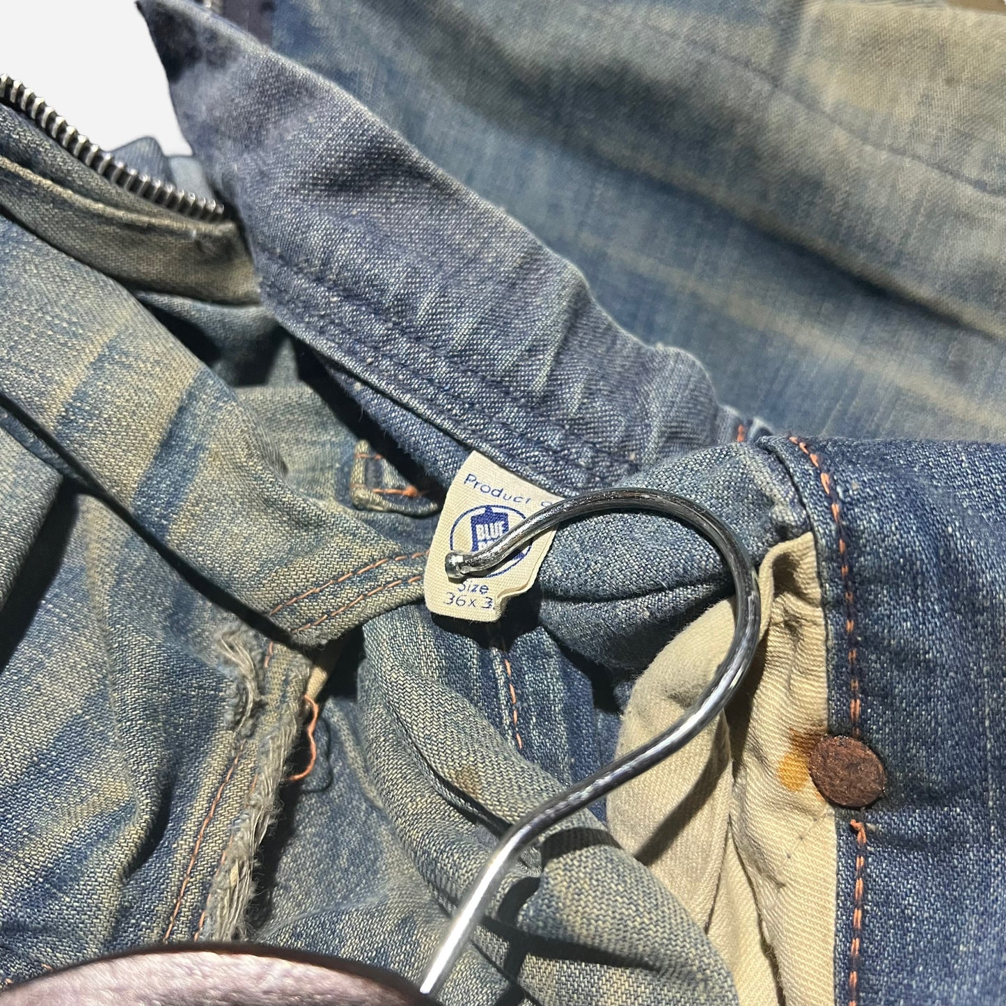 1950s Blue Bell heavily repaired carpenter denim jeans (34w)
