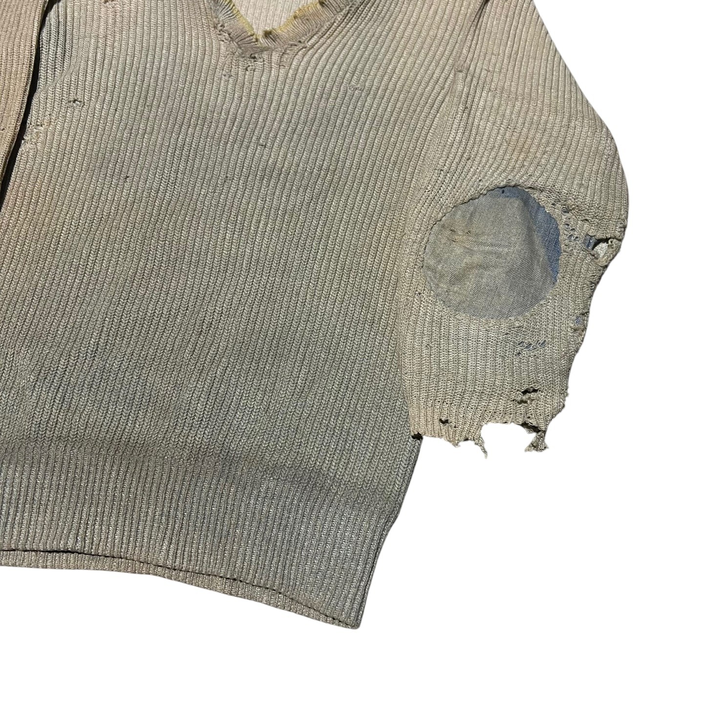 1920s Sun faded light blue repaired knit sweater (XXS)