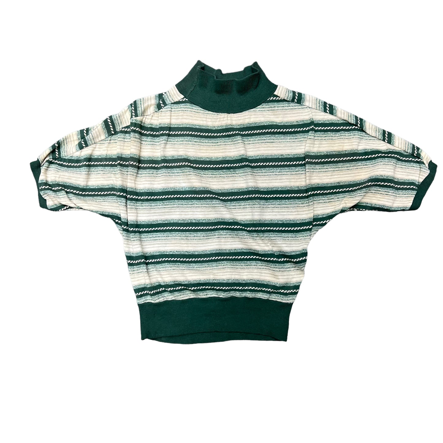 1940s Women’s green striped mock neck sweatshirt (XS/S)