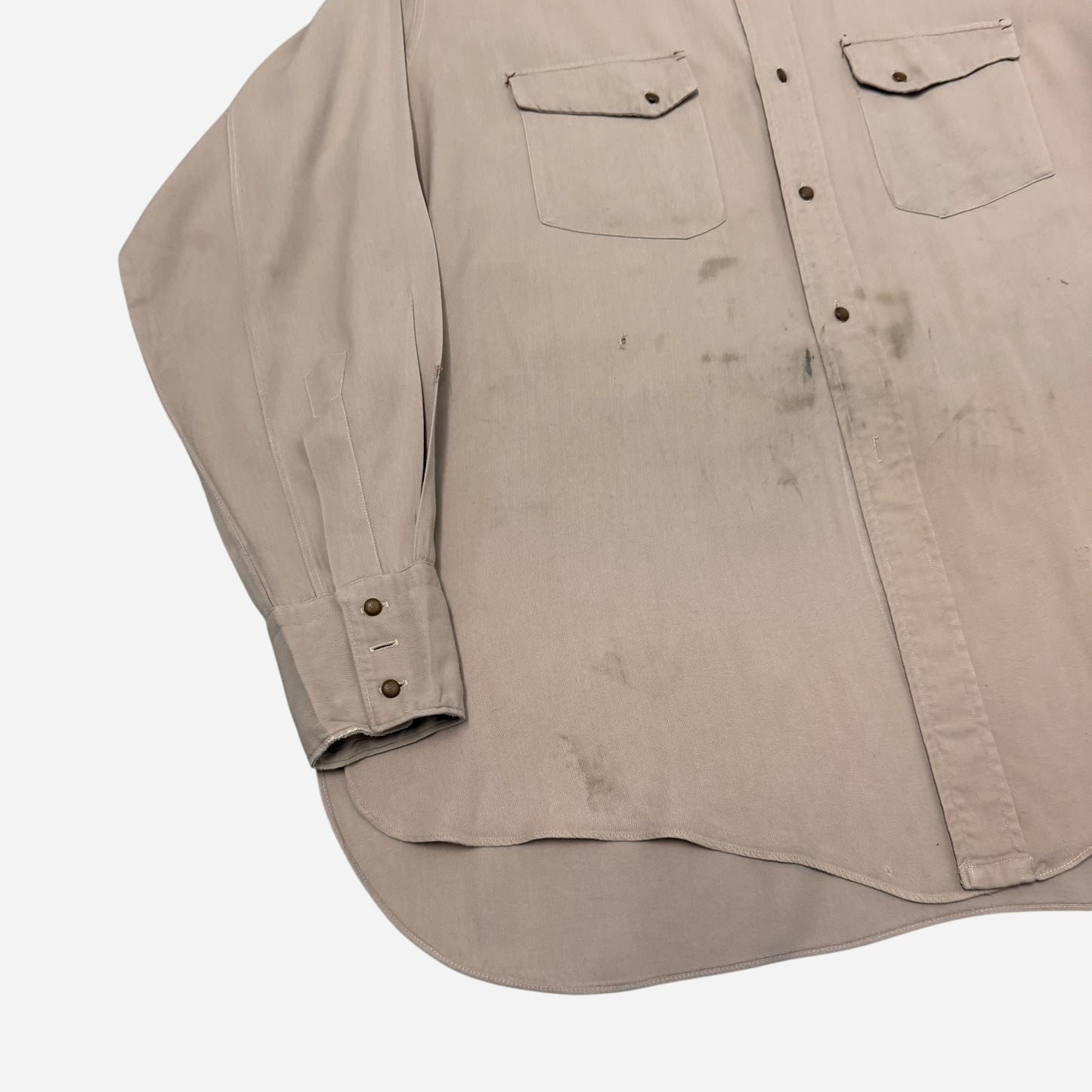 1950s 101 Montgomery Ward rayon gabardine tan/brown western style shirt (XL)