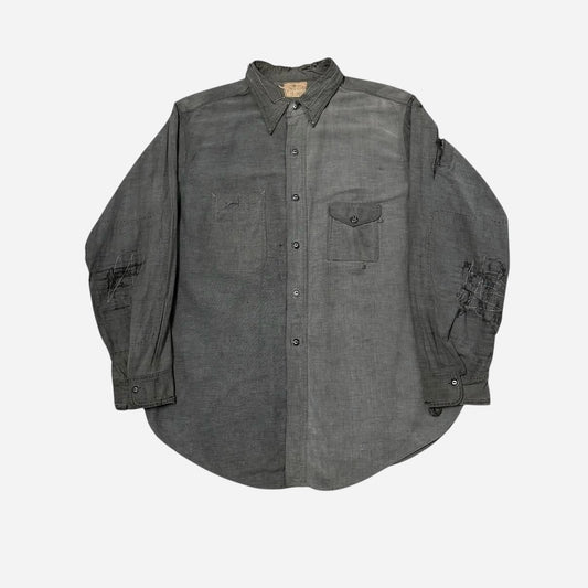 1930s Big Yank gray chambray cigarette pocket work shirt (XL)