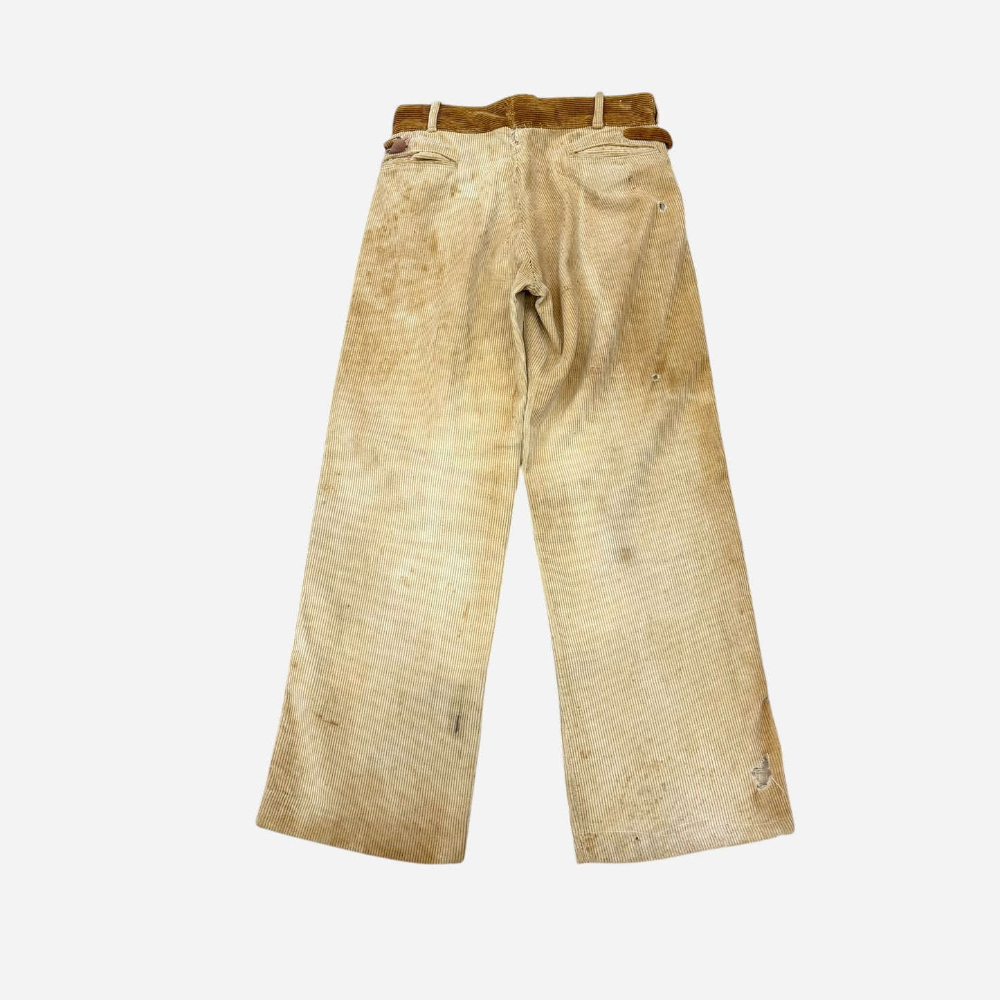 1930s Side cinch two toned corduroy button fly pants (28w)