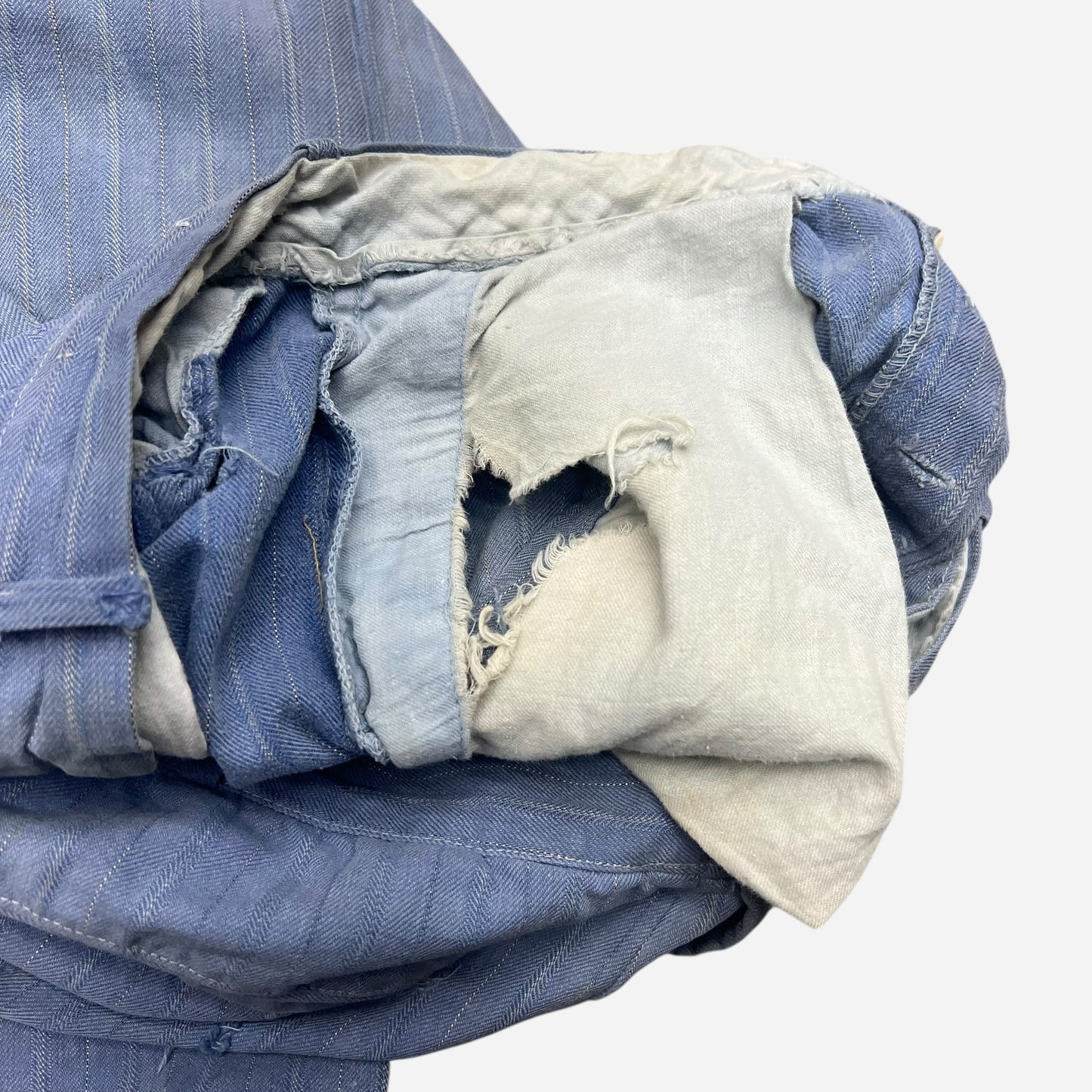1940s Light blue striped cotton work pants (29w)
