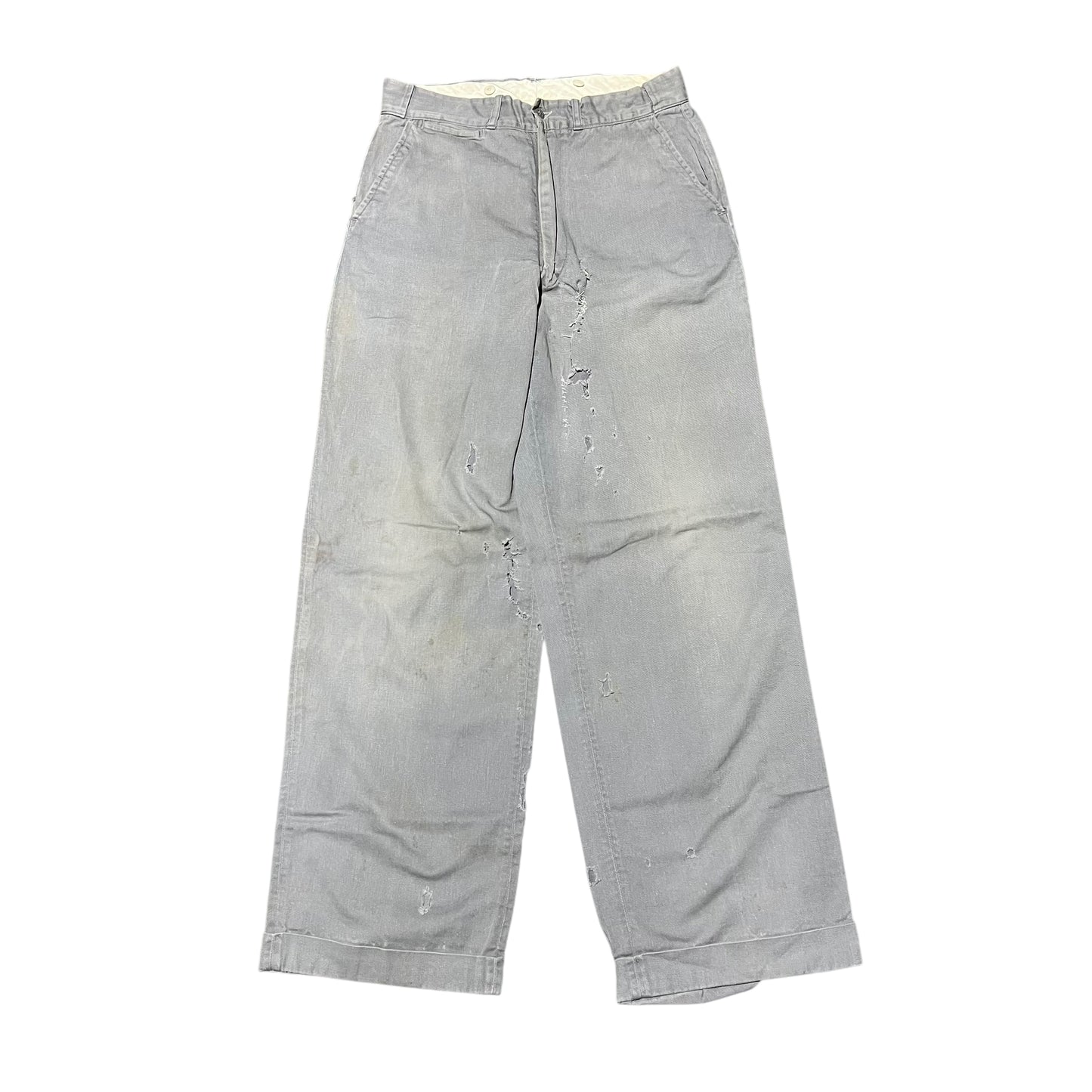 1950s Gray sail cloth chino work pants (30w)