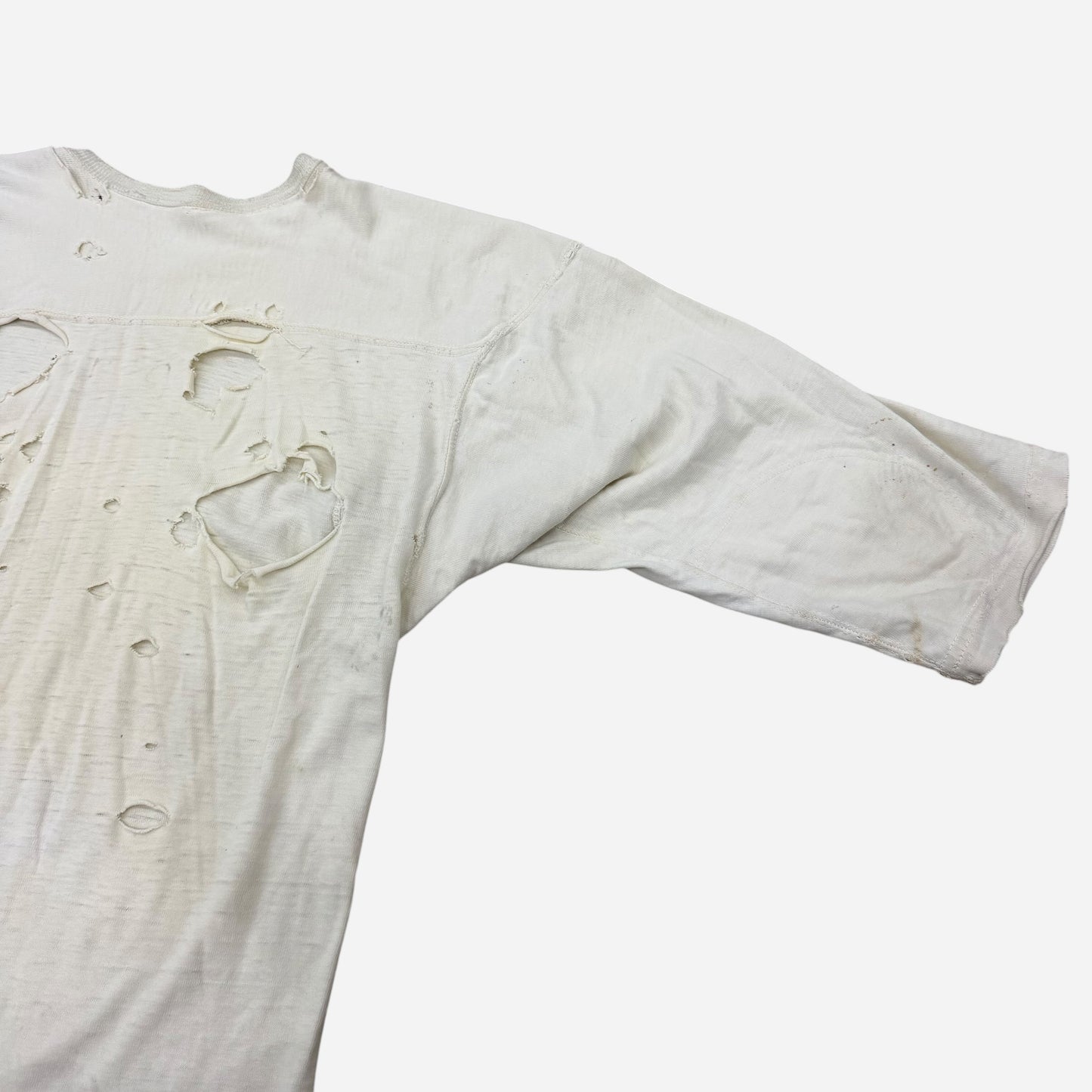 1950s Thrashed white cotton athletic jersey shirt (M)